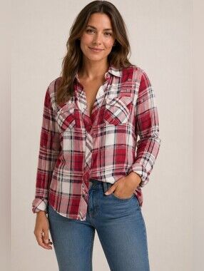 Rails Double Lined‎ Plaid Button Down Shirt Size Medium